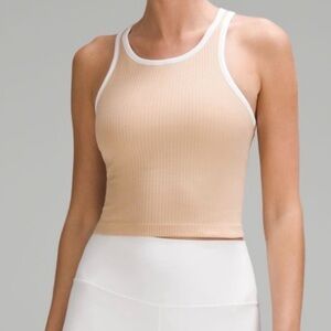 Lululemon ebb to street cropped racerback tank top on contrast NEW